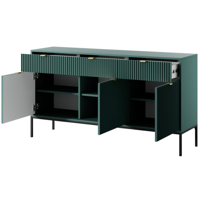 Kommode NANAIMO KSZ154 - Zielony - Złote Uchwyty - 3 Szuflady - Szerokość 154 cm, Wysokość 83 cm, Głębokość 39 cm - obrazek 4