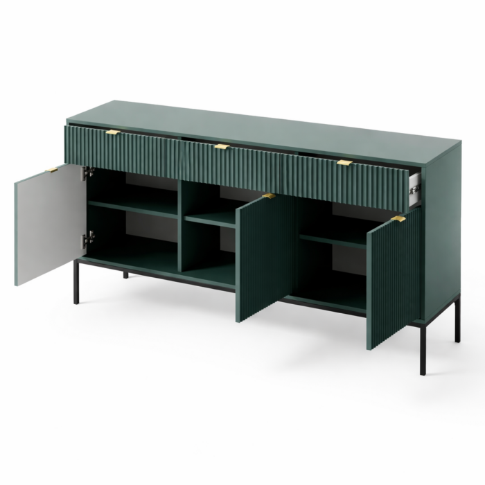 Kommode NANAIMO KSZ154 - Zielony - Złote Uchwyty - 3 Szuflady - Szerokość 154 cm, Wysokość 83 cm, Głębokość 39 cm - obrazek 4