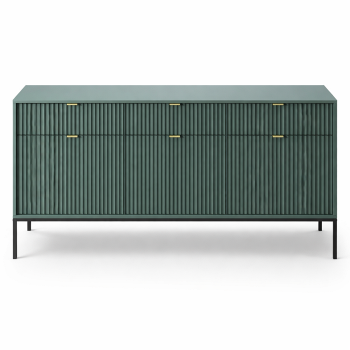 Kommode NANAIMO KSZ154 - Zielony - Złote Uchwyty - 3 Szuflady - Szerokość 154 cm, Wysokość 83 cm, Głębokość 39 cm - obrazek 5
