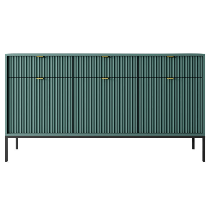 Kommode NANAIMO KSZ154 - Zielony - Złote Uchwyty - 3 Szuflady - Szerokość 154 cm, Wysokość 83 cm, Głębokość 39 cm - obrazek 7
