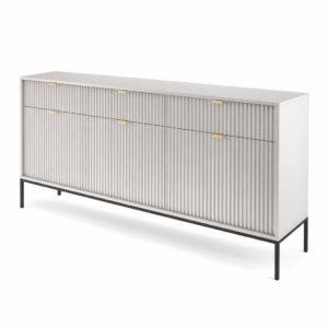 Kommode NANAIMO KSZ154 - Szary - Złote Uchwyty - 3 Szuflady - Szerokość 154 cm, Wysokość 83 cm, Głębokość 39 cm