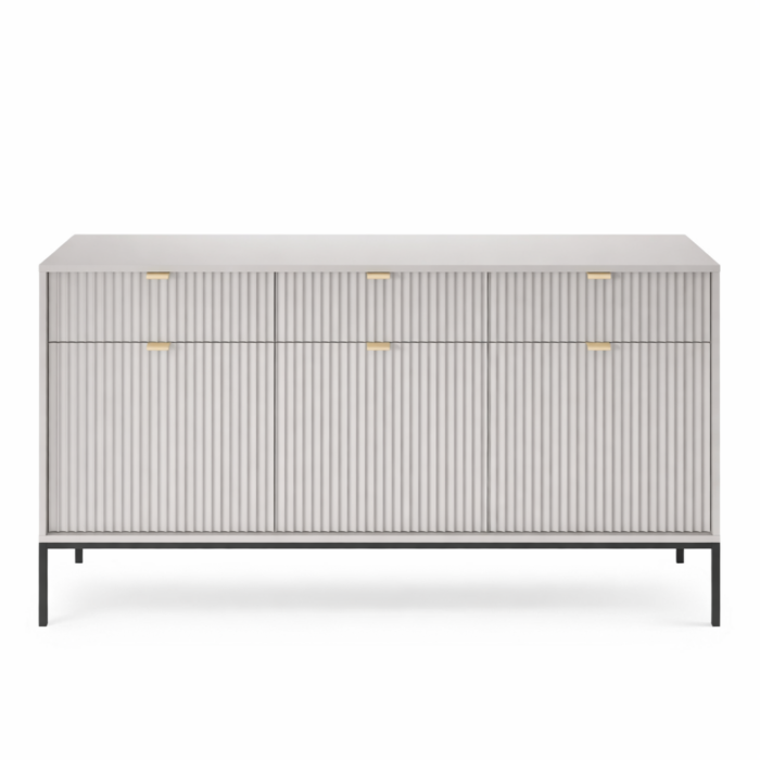Kommode NANAIMO KSZ154 - Szary - Złote Uchwyty - 3 Szuflady - Szerokość 154 cm, Wysokość 83 cm, Głębokość 39 cm - obrazek 4