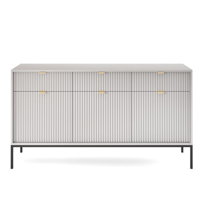 Kommode NANAIMO KSZ154 - Szary - Złote Uchwyty - 3 Szuflady - Szerokość 154 cm, Wysokość 83 cm, Głębokość 39 cm - obrazek 8