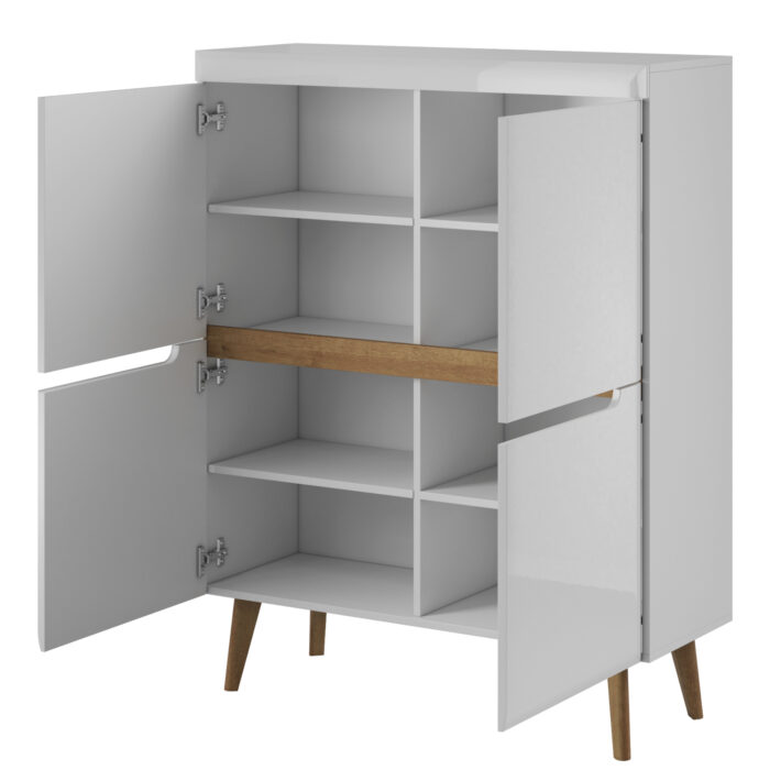 Kommode SUDBURRY NK107 - Biała - Front w Wysokim Połysku - Pojemna - Szerokość 107 cm, Wysokość 134 cm, Głębokość 40 cm - obrazek 3