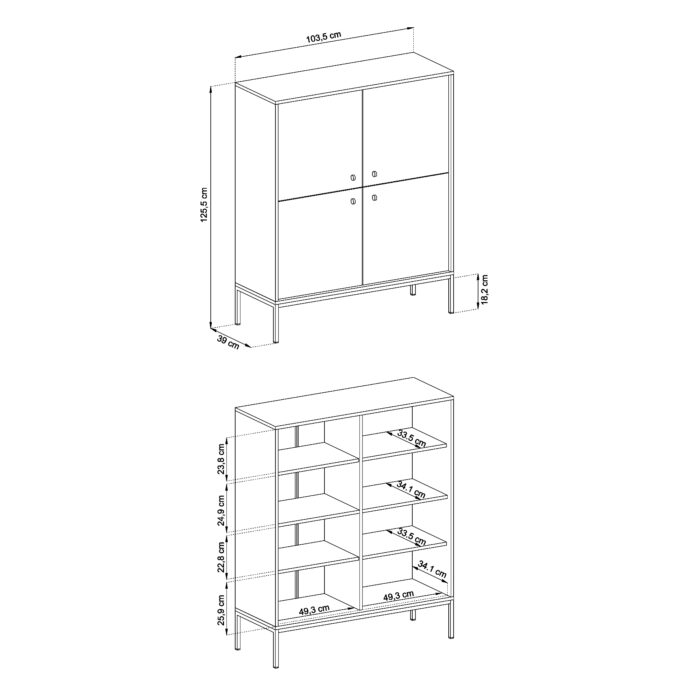 Komoda MONCTON MK104 – beżowa – metalowe uchwyty – szerokość 104 cm, wysokość 125 cm, głębokość 39 cm - obrazek 3