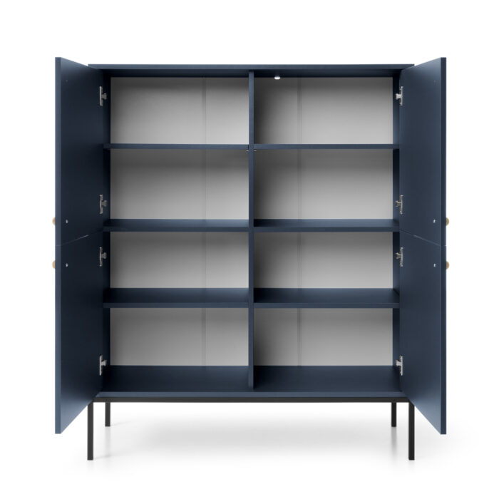 Komoda MONCTON MK104 – ciemnoniebieska – metalowe uchwyty – szerokość 104 cm, wysokość 125 cm, głębokość 39 cm - obrazek 4