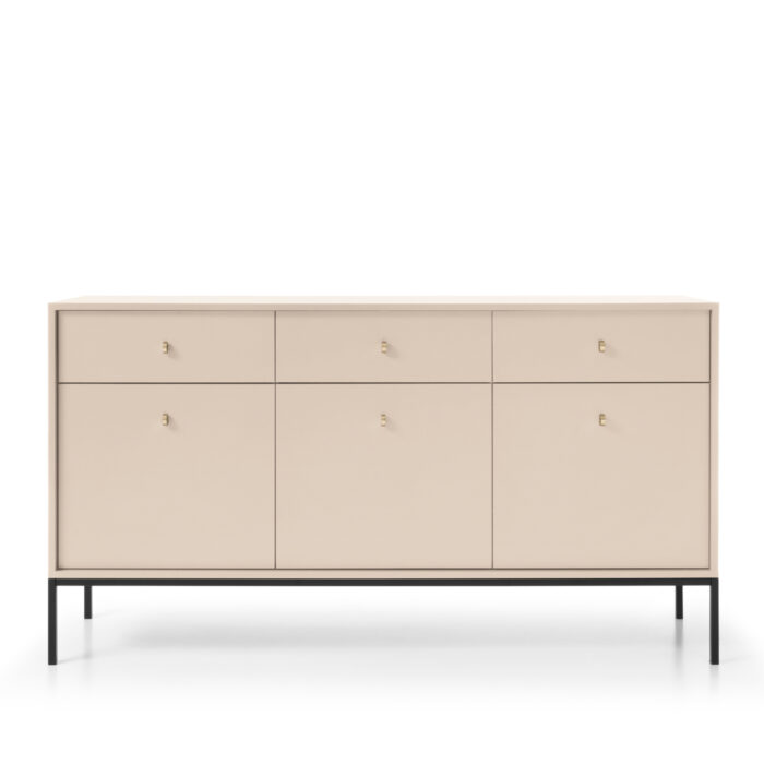 Komoda MONCTON MKSZ154 - Beżowa - Metalowe Uchwyty - 3 Szuflady - Szerokość 154 cm, Wysokość 83 cm, Głębokość 39 cm - obrazek 7