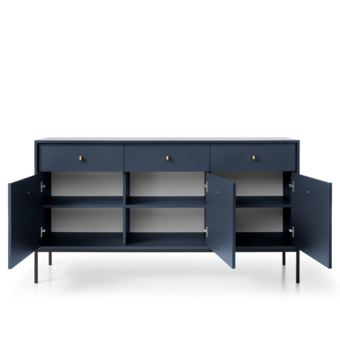 Komoda MONCTON MKSZ154 - granatowy - Uchwyty metalowe - 3 Szuflady - Szerokość 154 cm, Wysokość 83 cm, Głębokość 39 cm - obrazek 4