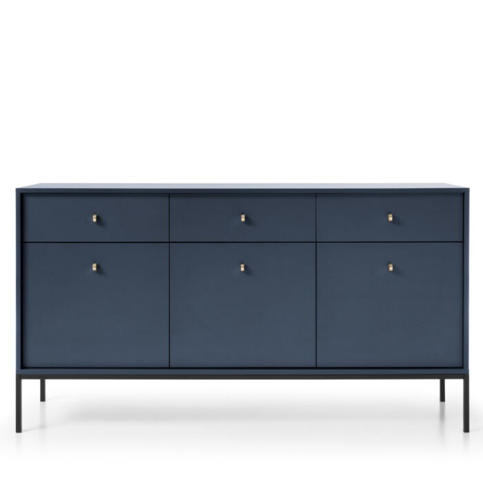 Komoda MONCTON MKSZ154 - granatowy - Uchwyty metalowe - 3 Szuflady - Szerokość 154 cm, Wysokość 83 cm, Głębokość 39 cm - obrazek 7