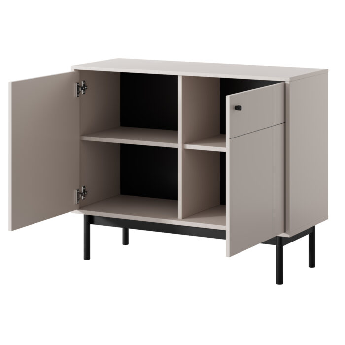 Komoda DIEPPE - Kashmir - Metalowe Uchwyty - Drewniane Nogi - Szerokość 104 cm, Wysokość 83 cm, Głębokość 39 cm - obrazek 4