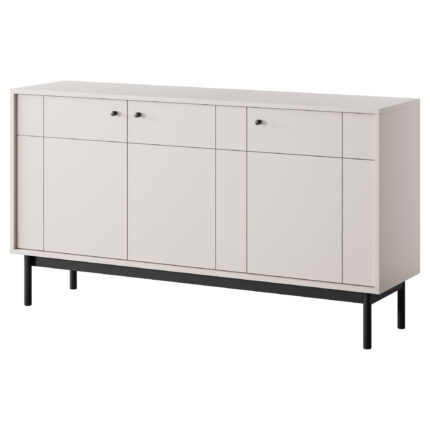 Komoda DIEPPE – kaszmir – metalowe uchwyty – drewniane nogi – szerokość 154 cm, wysokość 83 cm, głębokość 39 cm