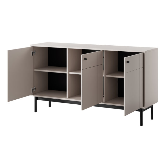 Komoda DIEPPE – kaszmir – metalowe uchwyty – drewniane nogi – szerokość 154 cm, wysokość 83 cm, głębokość 39 cm - obrazek 4