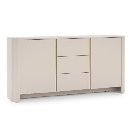 Komoda AMOS KSZ168 – kaszmir – zaokrąglona – cichy domyk – szuflady – szerokość 103 cm, wysokość 132 cm, głębokość 39 cm