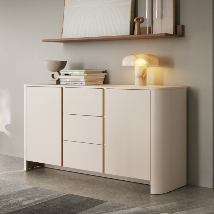 Komoda AMOS KSZ168 – kaszmir – zaokrąglona – cichy domyk – szuflady – szerokość 103 cm, wysokość 132 cm, głębokość 39 cm - obrazek 2