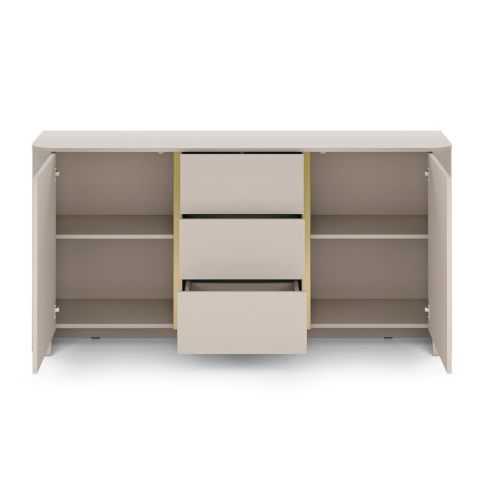 Komoda AMOS KSZ168 – kaszmir – zaokrąglona – cichy domyk – szuflady – szerokość 103 cm, wysokość 132 cm, głębokość 39 cm - obrazek 4