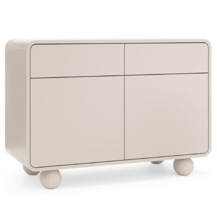 Komoda KAMLOOPS KSZ108 – kaszmir – zaokrąglona – 2 szuflady – szerokość 108 cm, wysokość 75 cm, głębokość 39 cm