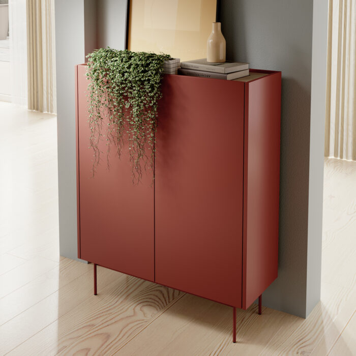 Stolik kawowy Kelowna – czerwony, dąb – dwie szuflady – szerokość 97 cm, wysokość 45 cm, głębokość 65 cm - obrazek 2