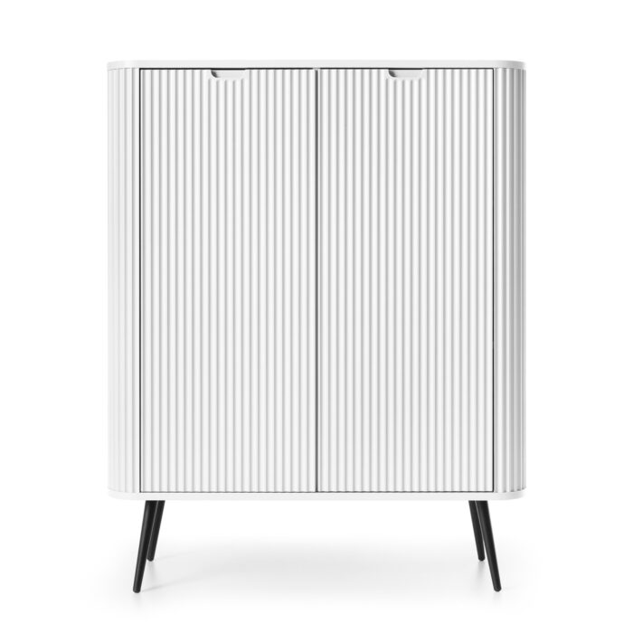 Komoda MORDEN K103 – Biała – Ryflowane Fronty – Szerokość 103 cm, Wysokość 129 cm, Głębokość 39 cm - obrazek 7