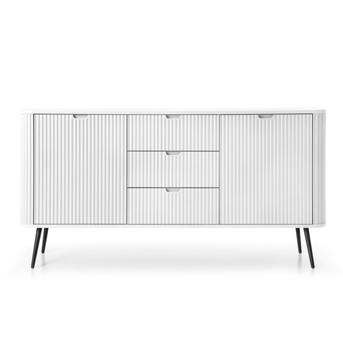 Komoda MORDEN KSZ168 – Biała – Ryflowane Fronty – 3 Szuflady – Szerokość 168 cm, Wysokość 87 cm, Głębokość 39 cm - obrazek 7