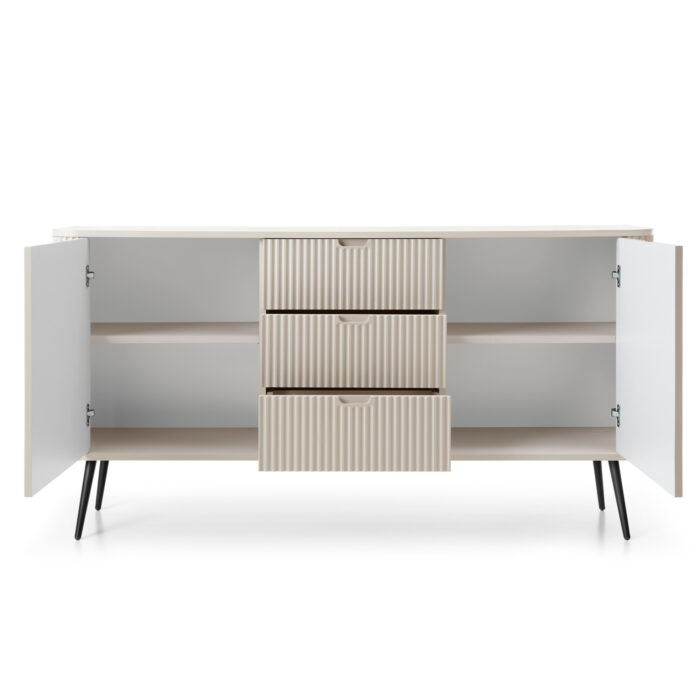 Komoda MORDEN KSZ168 – Kaszmir – Ryflowane Fronty – 3 Szuflady – Szerokość 168 cm, Wysokość 87 cm, Głębokość 39 cm - obrazek 4