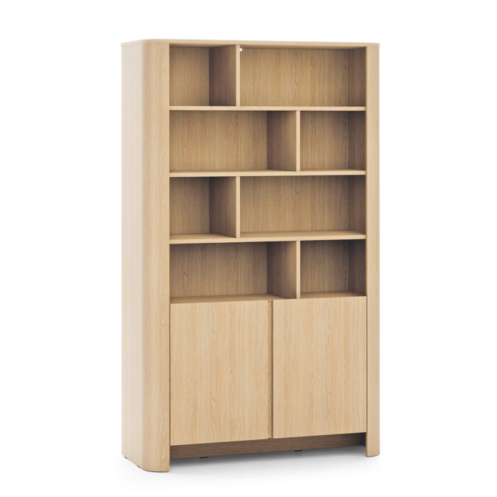 Regał Stojący Wysoki AMOS - Dąb - Zaokrąglony - Cichy Domyk - Szerokość 103 cm, Wysokość 170 cm, Głębokość 39 cm - obrazek 1