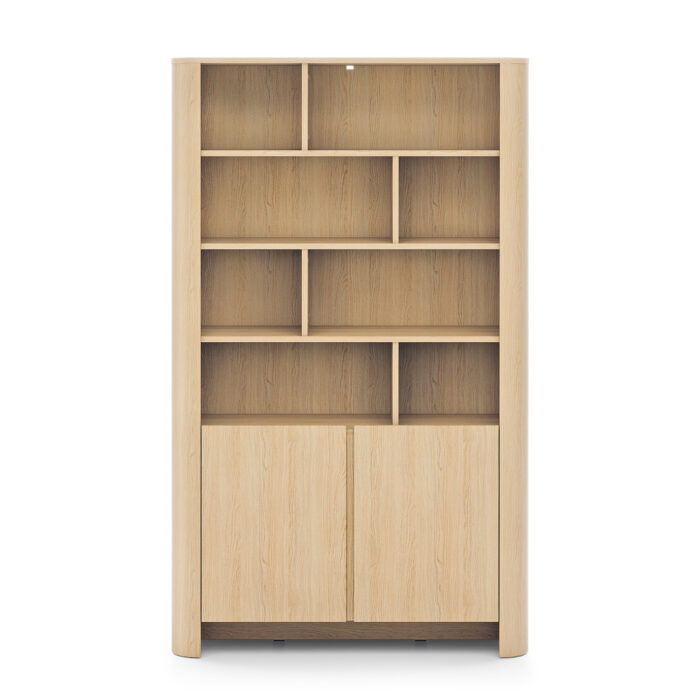 Regał Stojący Wysoki AMOS - Dąb - Zaokrąglony - Cichy Domyk - Szerokość 103 cm, Wysokość 170 cm, Głębokość 39 cm - obrazek 7