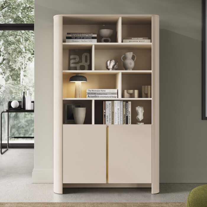 Regał Stojący Wysoki AMOS - Kaszmir - Zaokrąglony - Cichy Domyk - Szerokość 103 cm, Wysokość 170 cm, Głębokość 39 cm - obrazek 2