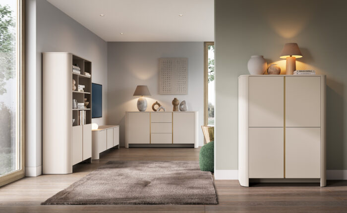 Regał Stojący Wysoki AMOS - Kaszmir - Zaokrąglony - Cichy Domyk - Szerokość 103 cm, Wysokość 170 cm, Głębokość 39 cm - obrazek 5