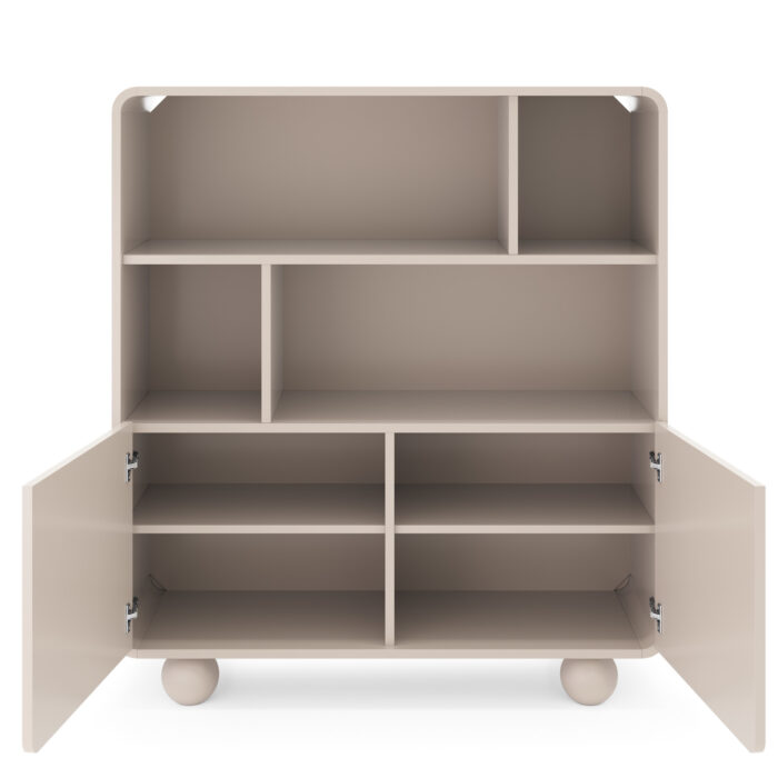 Regał Stojący KAMLOOPS - Kaszmir - Zaokrąglony - Szerokość 108 cm, Wysokość 121 cm, Głębokość 39 cm - obrazek 4