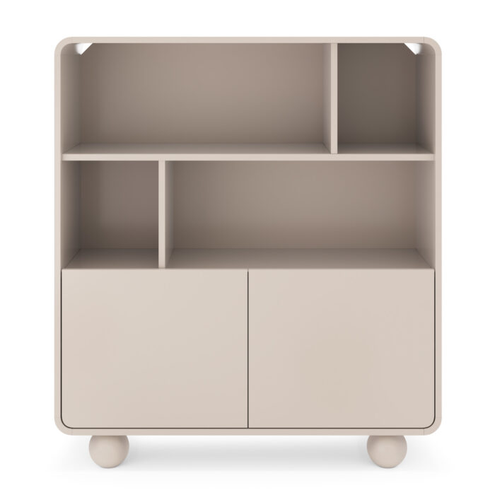 Regał Stojący KAMLOOPS - Kaszmir - Zaokrąglony - Szerokość 108 cm, Wysokość 121 cm, Głębokość 39 cm - obrazek 7