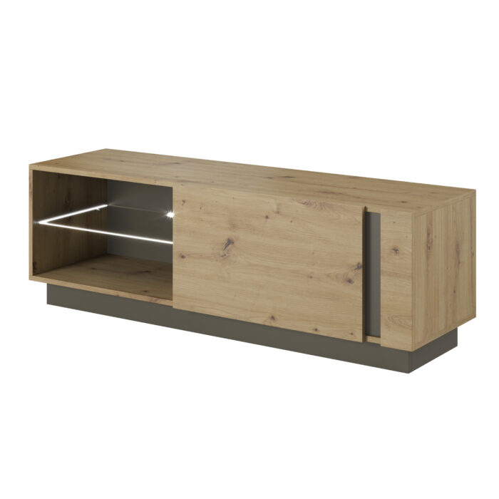 Szafka RTV ANDEBU - Dąb - Szary Grafit - Cichy Domyk - obrazek 1
