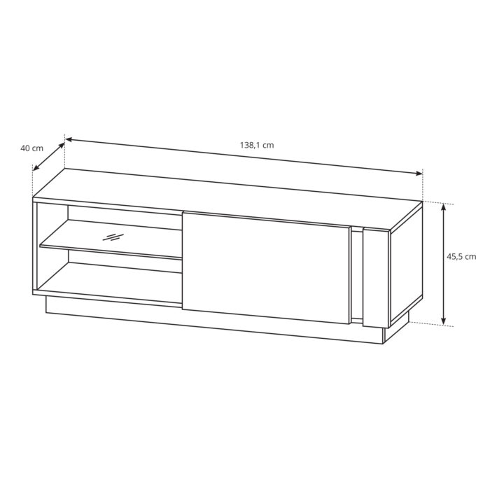 Szafka RTV ANDEBU - Dąb - Szary Grafit - Cichy Domyk - obrazek 2