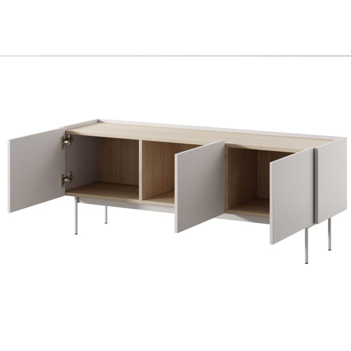 Szafka RTV Kelowna – kaszmir,dąb linea – szerokość 144 cm, wysokość 55 cm, głębokość 37 cm - obrazek 3