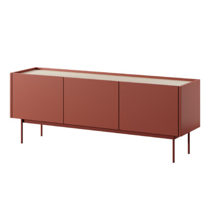 Szafka RTV Kelowna - Red, Oak - width 144 cm, height 55 cm, depth 37 cm