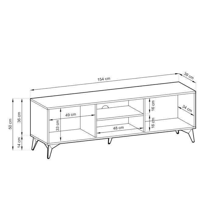 Szafka RTV Jasper 154 cm – szerokość 154 cm, wysokość 56 cm, głębokość 39 cm - obrazek 4