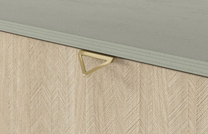 Szafka pod telewizor Tofino - Dąb - Zielony - Metalowe Uchwyty - Drewniane Nogi - Szerokość 158 cm, Wysokość 52 cm, Głębokość 38 cm - obrazek 10