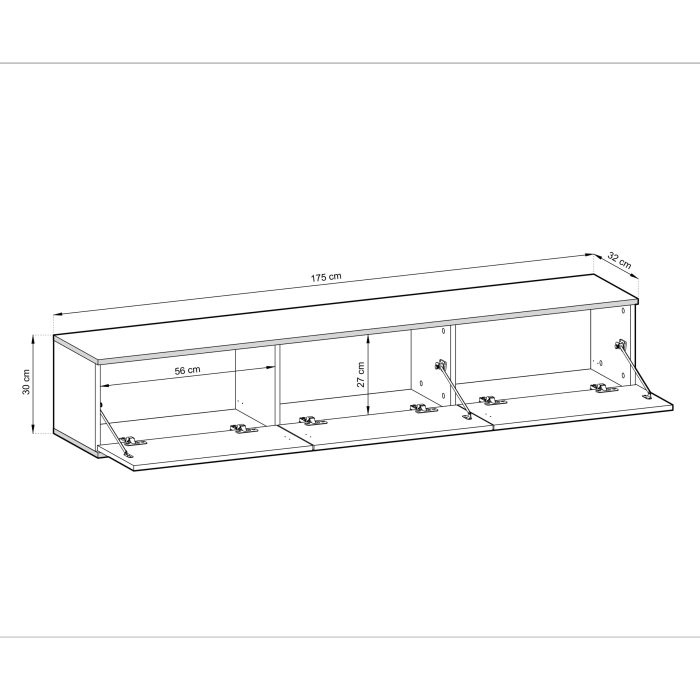 Banff RTV175 MDF – szafka RTV, czarny mat, dąb artisan, szerokość 175 cm, wysokość 30 cm, głębokość 32 cm - obrazek 3
