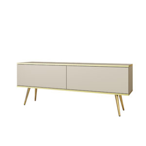 Szafka Pod Telewizor Banff RTV135 - Beżowa - Złote Nogi - Szerokość 135 cm, Wysokość 53 cm, głębokość 32 cm