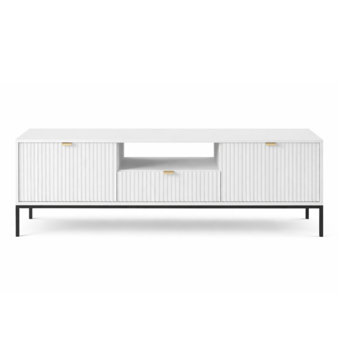 Television cabinet NANAIMO - Biała - Złote Uchwyty - Width 154 cm, Height 56 cm, Depth 39 cm - obrazek 6