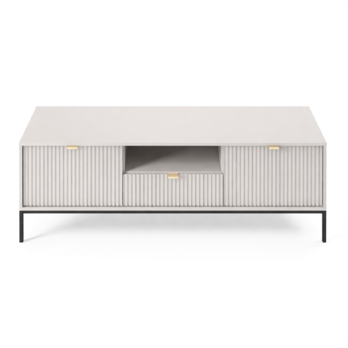 Szafka pod telewizor NANAIMO - Szary - Złote Uchwyt - Szerokość 154 cm, Wysokość 56 cm, Głębokość 39 cm - obrazek 7