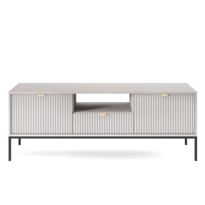 Szafka pod telewizor NANAIMO - Szary - Złote Uchwyt - Szerokość 154 cm, Wysokość 56 cm, Głębokość 39 cm - obrazek 8
