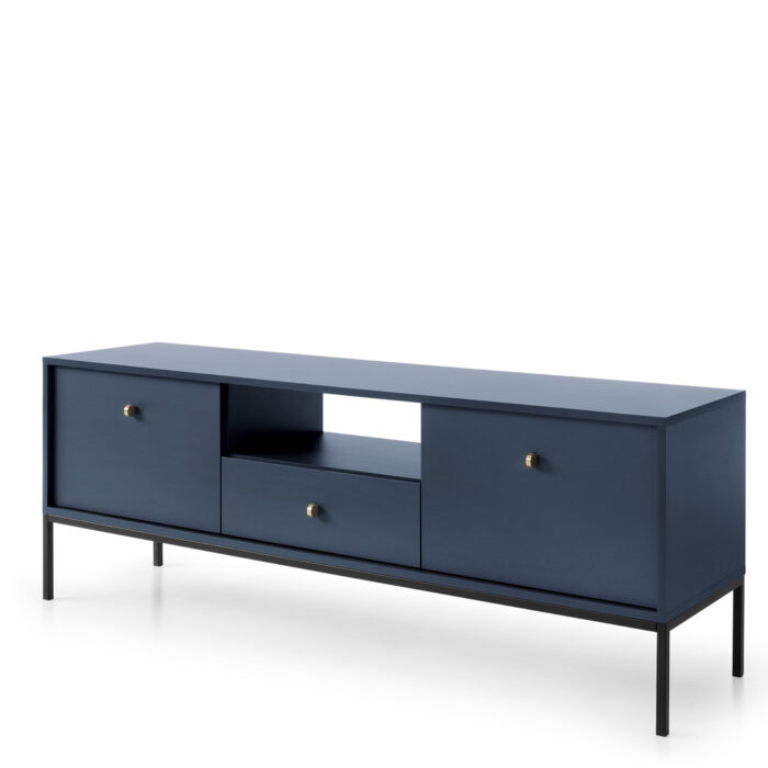 Szafka pod telewizor MONCTON - granatowy - Uchwyty metalowe - Szerokość 154 cm, Wysokość 56 cm, Głębokość 39 cm - obrazek 1