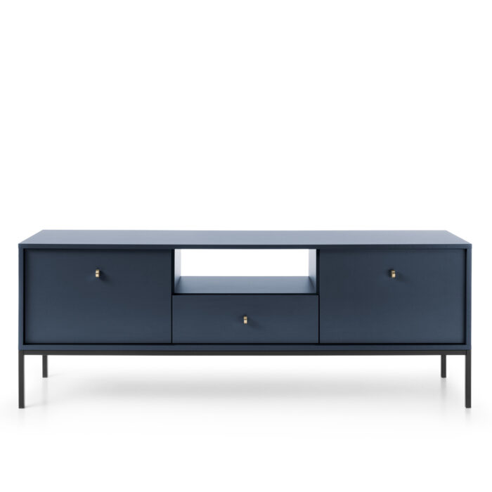 Szafka pod telewizor MONCTON - granatowy - Uchwyty metalowe - Szerokość 154 cm, Wysokość 56 cm, Głębokość 39 cm - obrazek 7