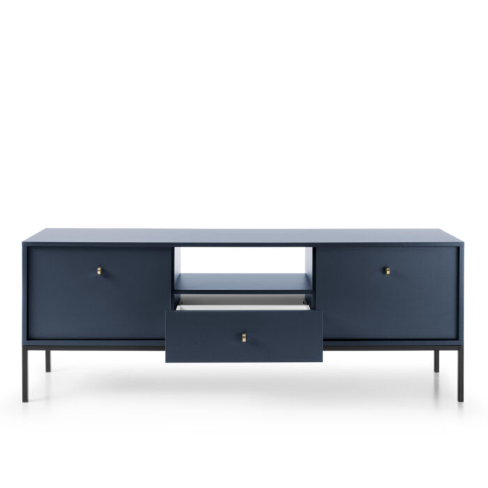 Szafka pod telewizor MONCTON - granatowy - Uchwyty metalowe - Szerokość 154 cm, Wysokość 56 cm, Głębokość 39 cm - obrazek 8