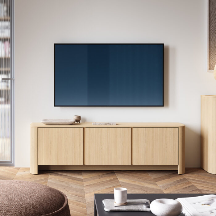 Szafka pod telewizor AMOS - Dąb - Zaokrąglona - Cichy Domyk - Szerokość 168 cm, Wysokość 52 cm, Głębokość 39 cm - obrazek 2