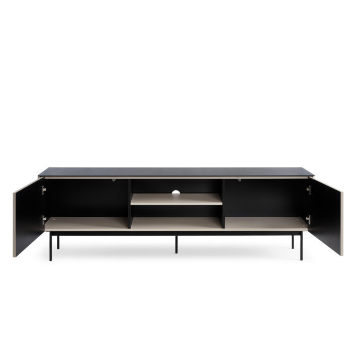 Szafka RTV Olden, kaszmir, ze szklanym blatem, 180 × 52 × 39 cm - obrazek 4