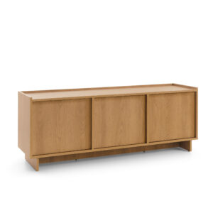 Szafka RTV Yarker, dąb karmelowy, 3-drzwiowa, 147 × 55 × 39 cm