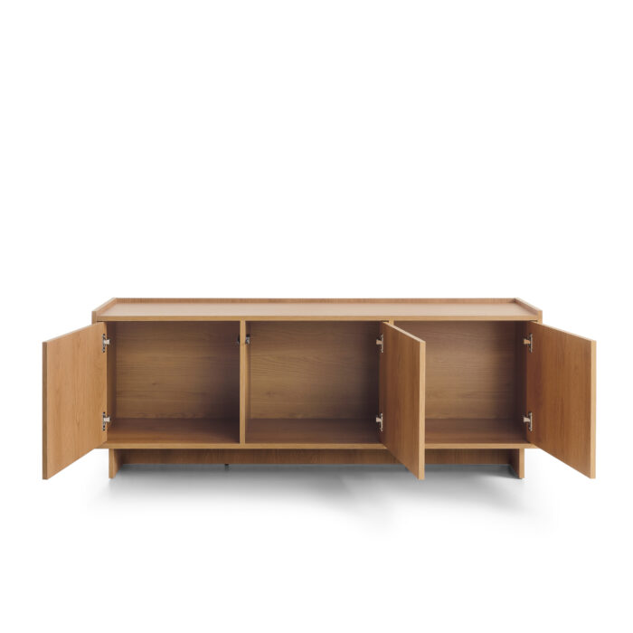 Szafka RTV Yarker, dąb karmelowy, 3-drzwiowa, 147 × 55 × 39 cm - obrazek 4
