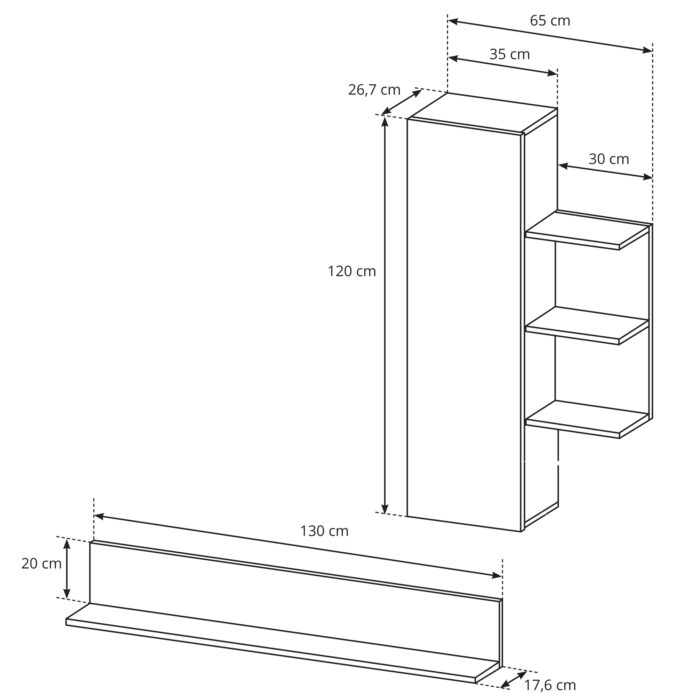 Meblościanka ALVDAL - Dąb - Biały - Bezuchwytowa - obrazek 2