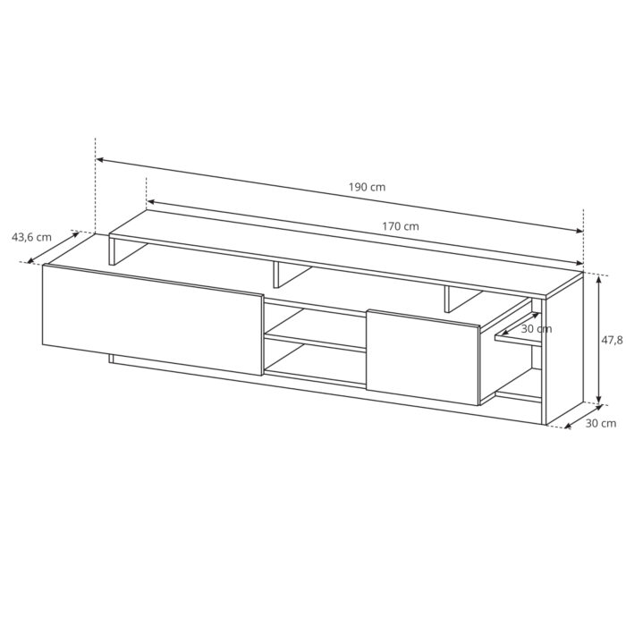 Meblościanka ALVDAL - Dąb - Biały - Bezuchwytowa - obrazek 3